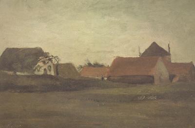 Vincent Van Gogh Farmhouses in Loosduinen near The Hague at Twilight (nn04) oil painting picture